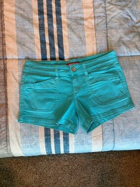 UNIONBAY Women's Teal Low-Rise Denim Shorts